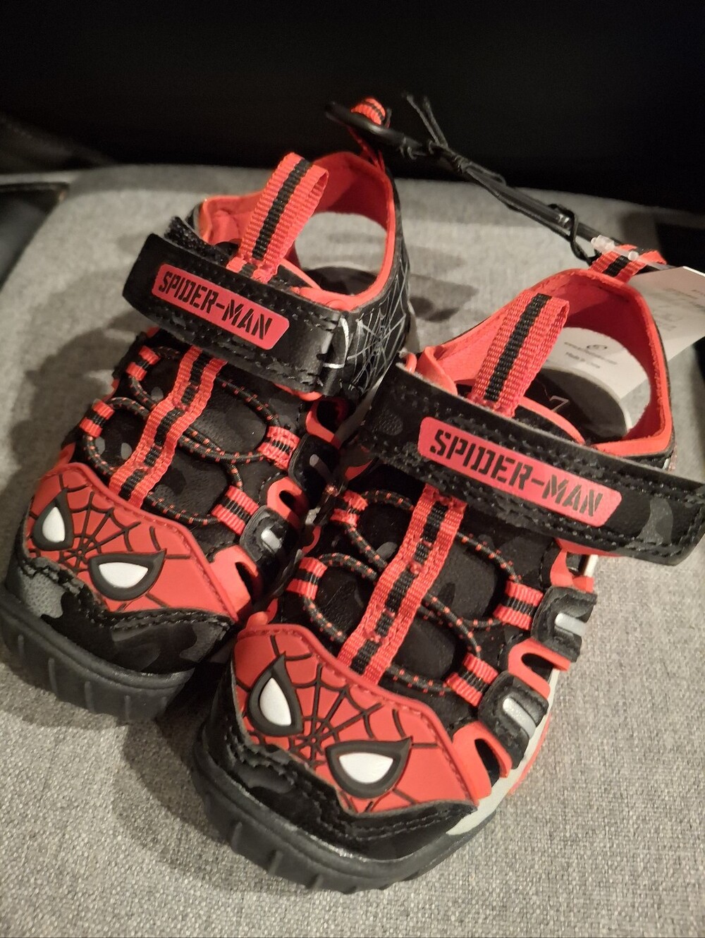 Spiderman Red and Black Kids Sandal Sneakers with Spider Eyes